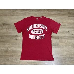 League SDSU San Diego University Sz M Red Long Sleeve Black T-Shirt Unisex
